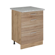 Vicco Mobiletto base per cucina Sonoma 60 cm con cassetti, marmo AP