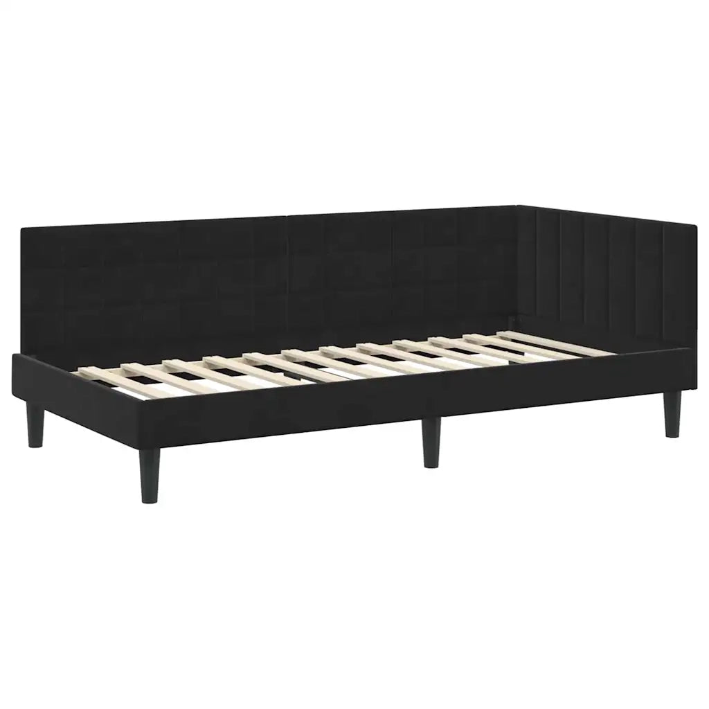 Struttura Letto Angolare con Materasso 2 pcs Nero Velluto