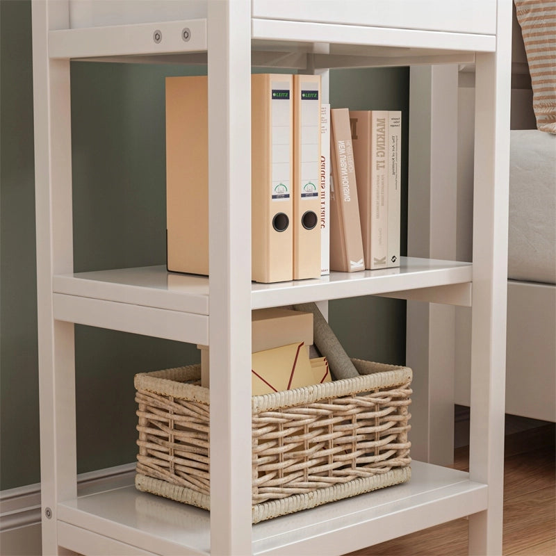 Comodino laterale con cassetto e 2 ripiani, stile loft, in legno, moderno, 45 cm