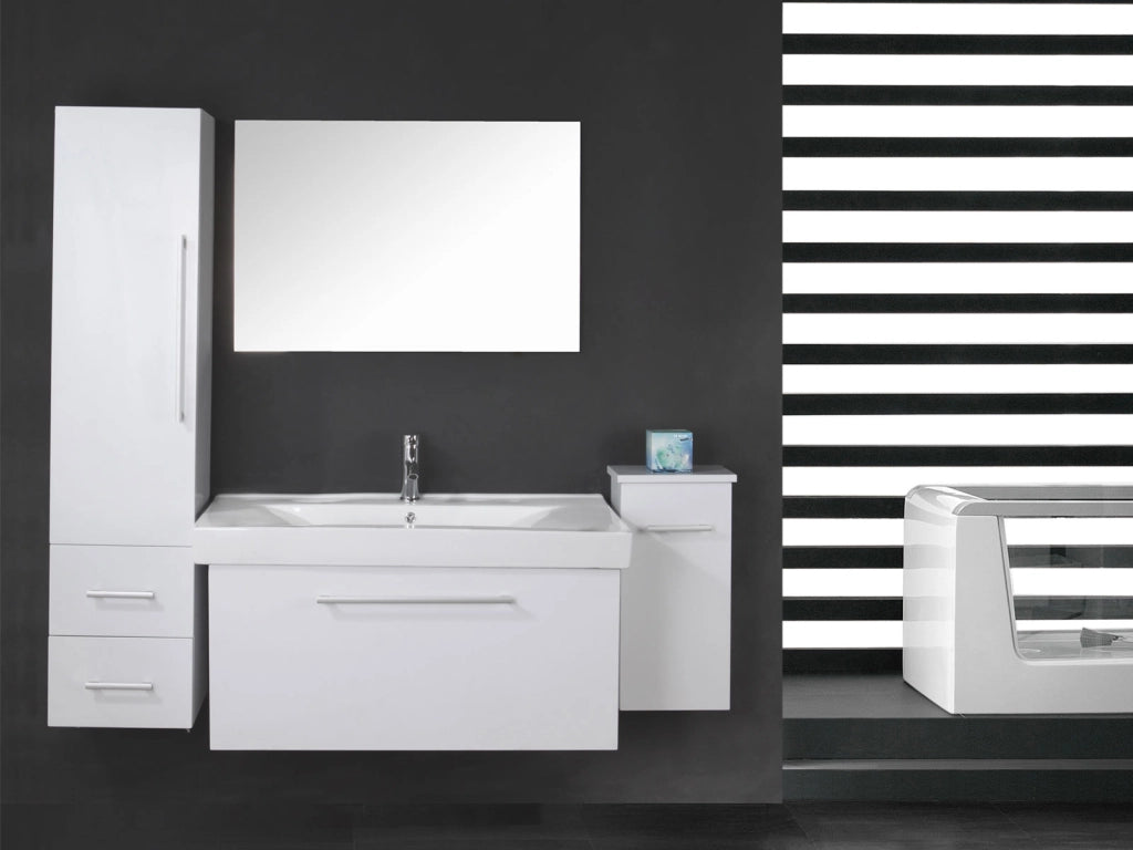 Mobile bagno bianco 100 cm lavabo e colonne inclusi – White London