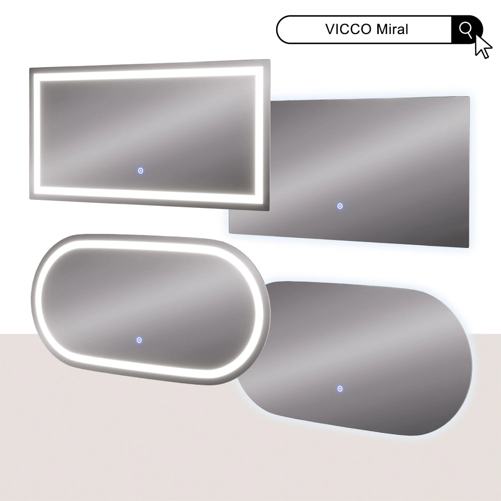Vicco Specchio bagno Vetro 60 x 40 cm con illuminazione frontale