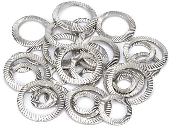 Anello di fissaggio anti-slit antiusurante - Acciaio inossidabile - 20 pezzi - M14x22mm - Dischi di serraggio - Adatto per connessioni robuste