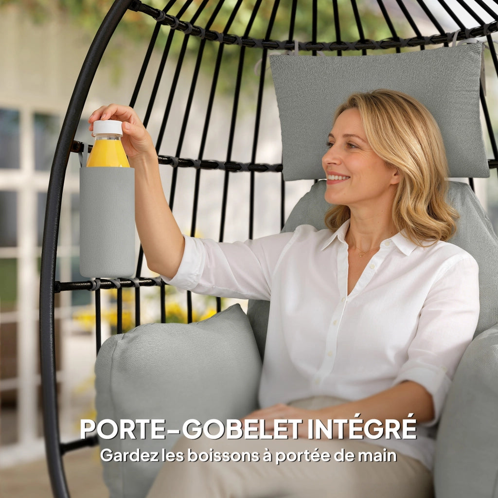 Poltrona a sospensione ¨C Zephmum ¨C Grigio scuro