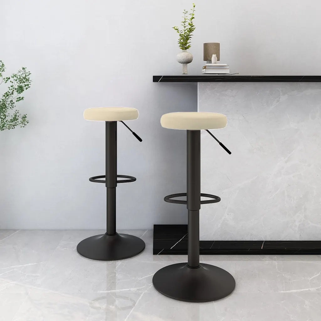 Sedie da Bar 2 pz Crema in Velluto 333142