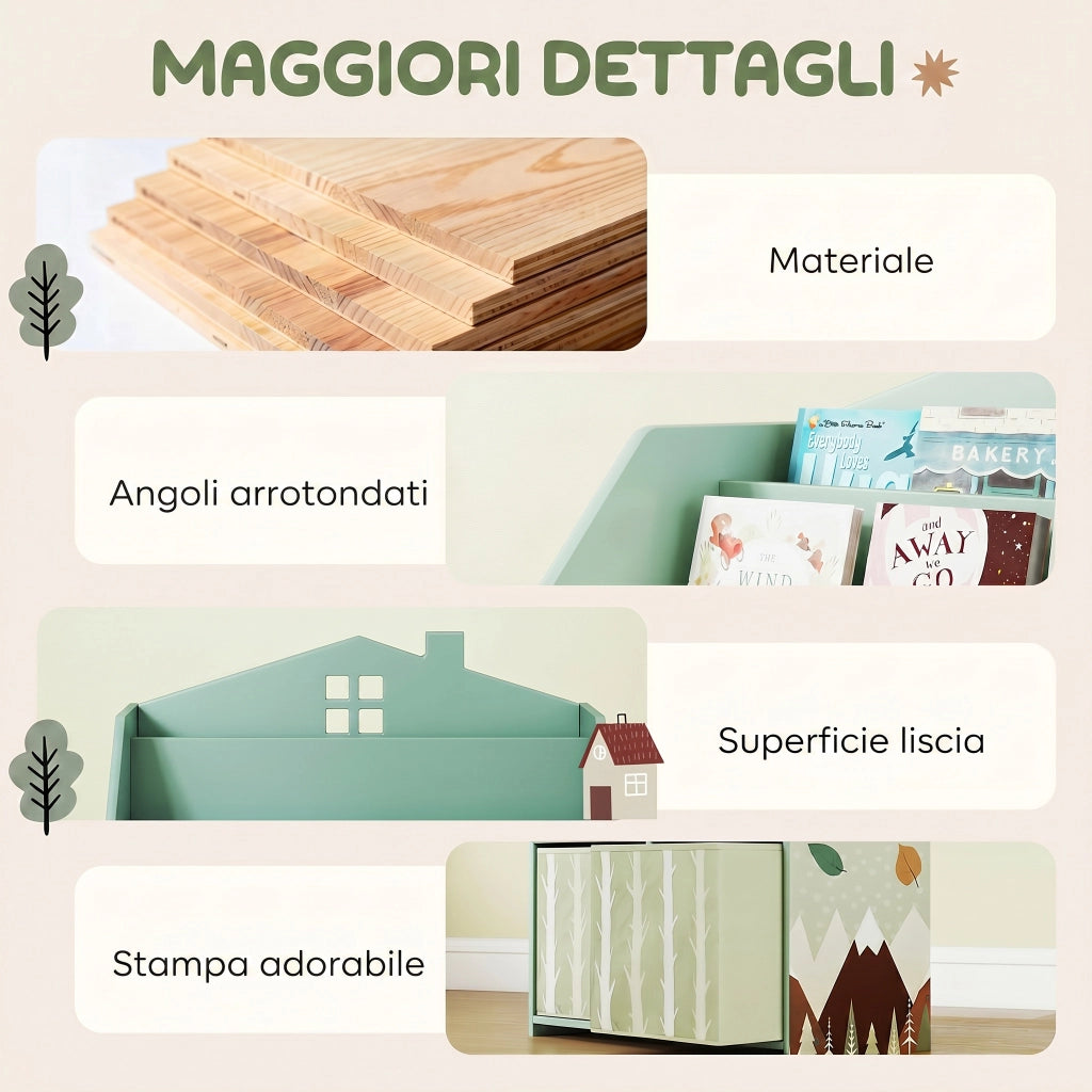 Scaffale per giocattoli bambini con cassetti ¨C Minimal ¨C verde