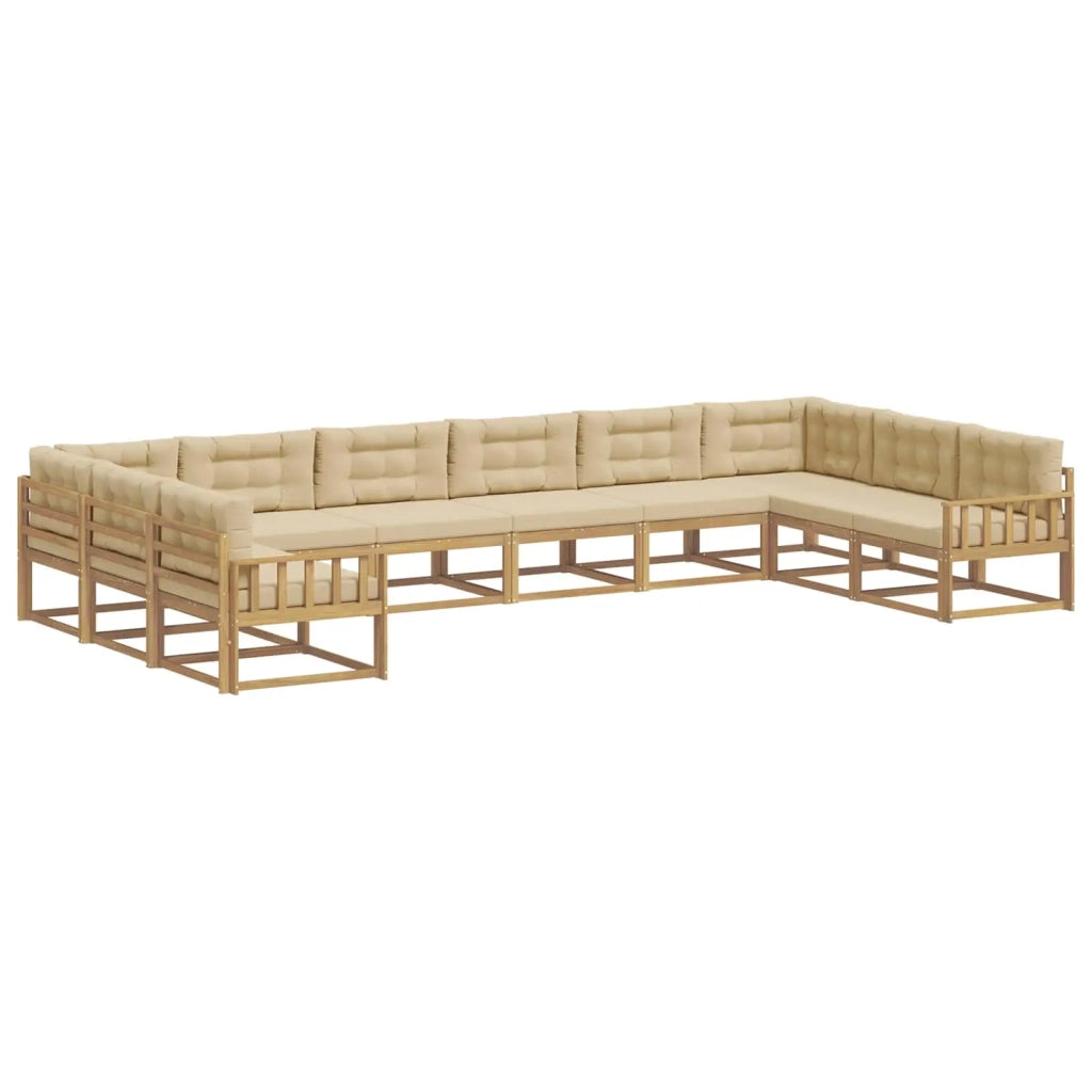 Set di divani da esterno con cuscino 10 pcs Bianco e Beige 3387102