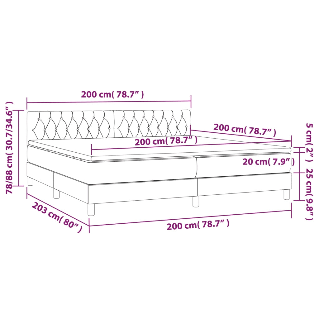 Giroletto a Molle con Materasso Blu 200x200 cm in Tessuto