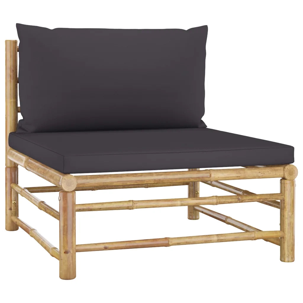Set Divani da Giardino 6 pz con Cuscini Grigio Scuro in Bambù 3058198