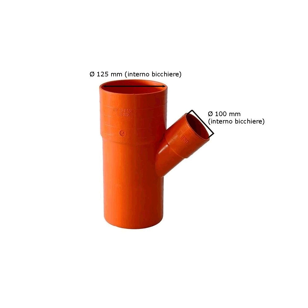 Derivazione ridotta 45° in pvc : Diametro - 125x100