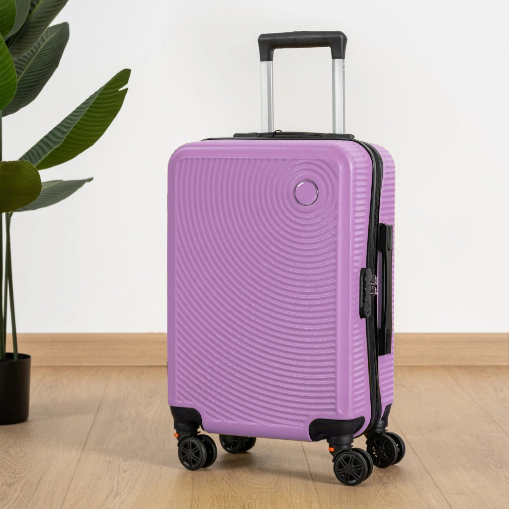 Trolley Bagaglio Mano Rigido 54x33x22 Piccolo Ultraleggero Valigia In Abs Con 4 Ruote Rimovibili Manico Chiusura Di Sicurezza Per Compagnie Low Cost Economy Zaino Da Viaggio Lilla