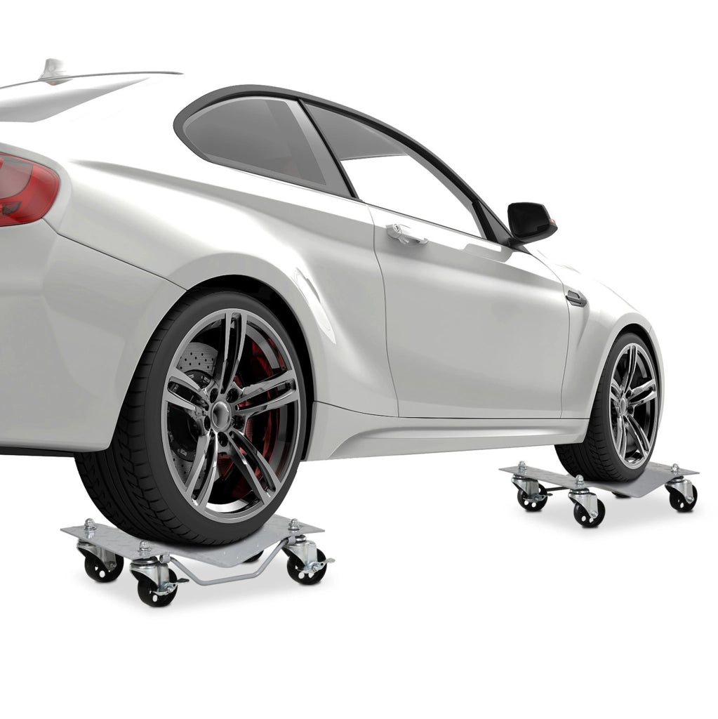 Carrello spostaruote 40,5x30x13,5 cm in acciaio grigio 2 pezzi per auto e officina