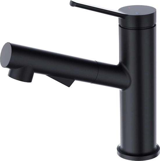Wastafellok met uittrekbare manico, griffe unica, per vasca da bagno, bagno, lavandino, rottura stagna in acciaio inox, finitura nera lucida