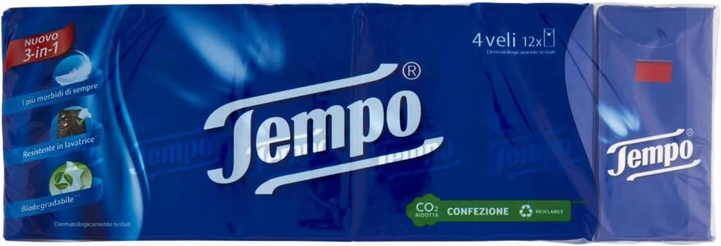 FAZZOLETTI TEMPO IN CONFEZIONE DA 12 PEZZI CLASSICI