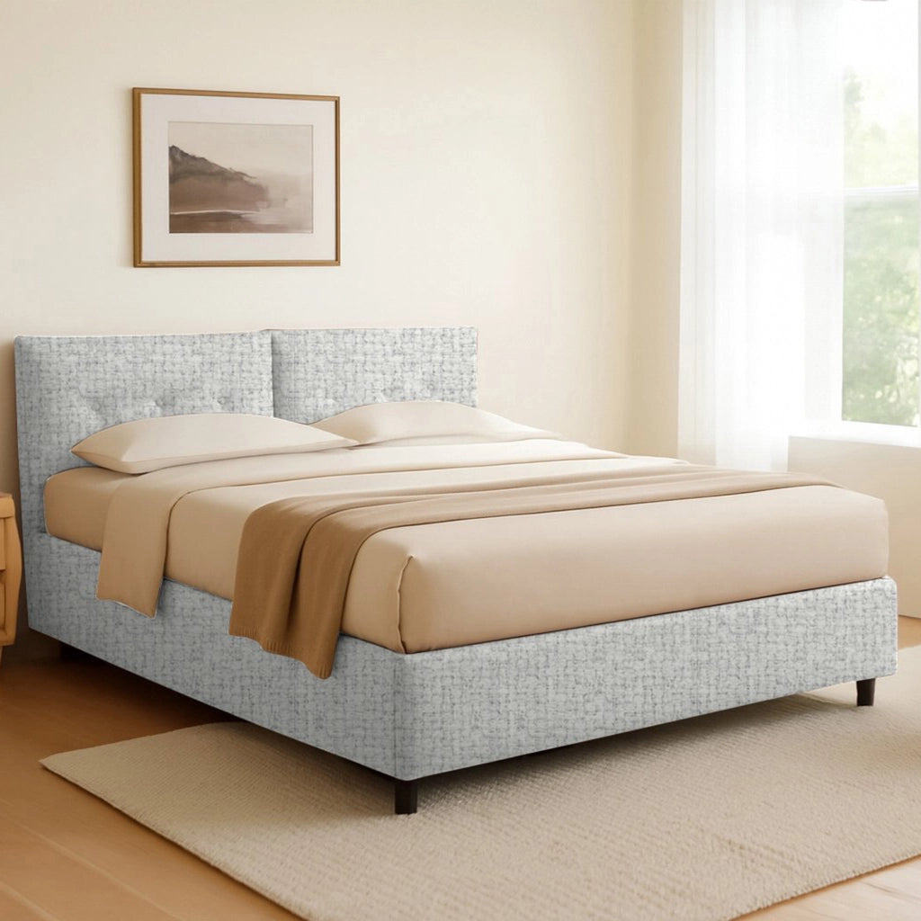 Exeter, Letto Singolo Sfoderabile Made in Italy, Grigio Chiaro
