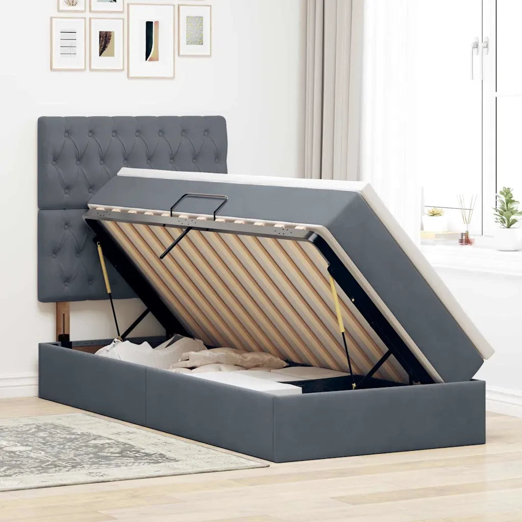 Letto con contenitore e LED Grigio scuro 90 x 200 cm Velluto 3372700