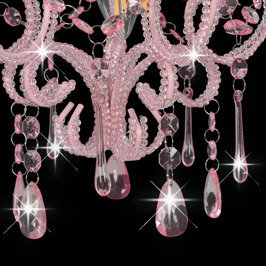 Lampadario con Perle Rosa Rotondo E14 281595