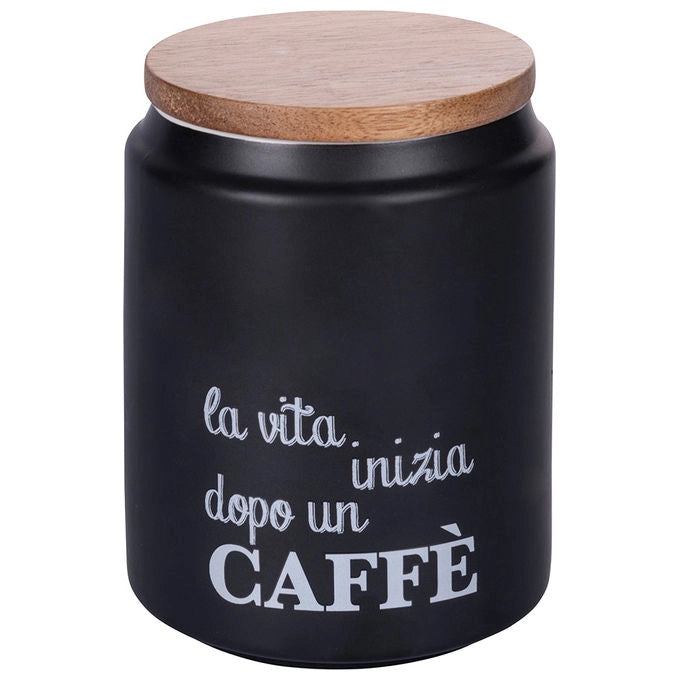 Barattolo caffe' 850 ml in gres coperchio in bamboo, Idee