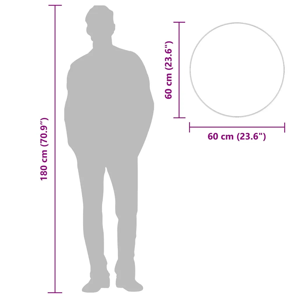 Specchio da Parete Nero Ø 60 cm Rotondo 348187