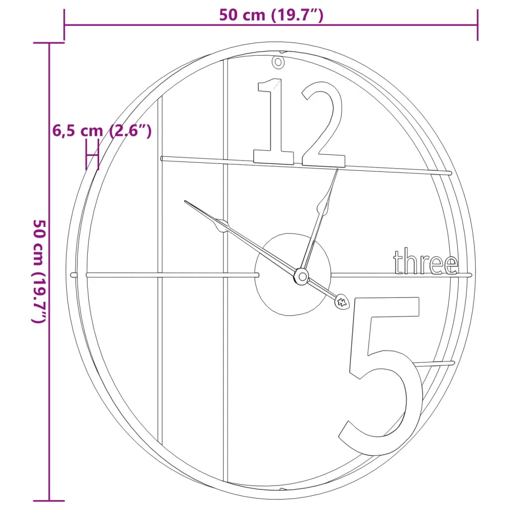 Orologio da Parete Nero Ø50 cm in Ferro 4008401
