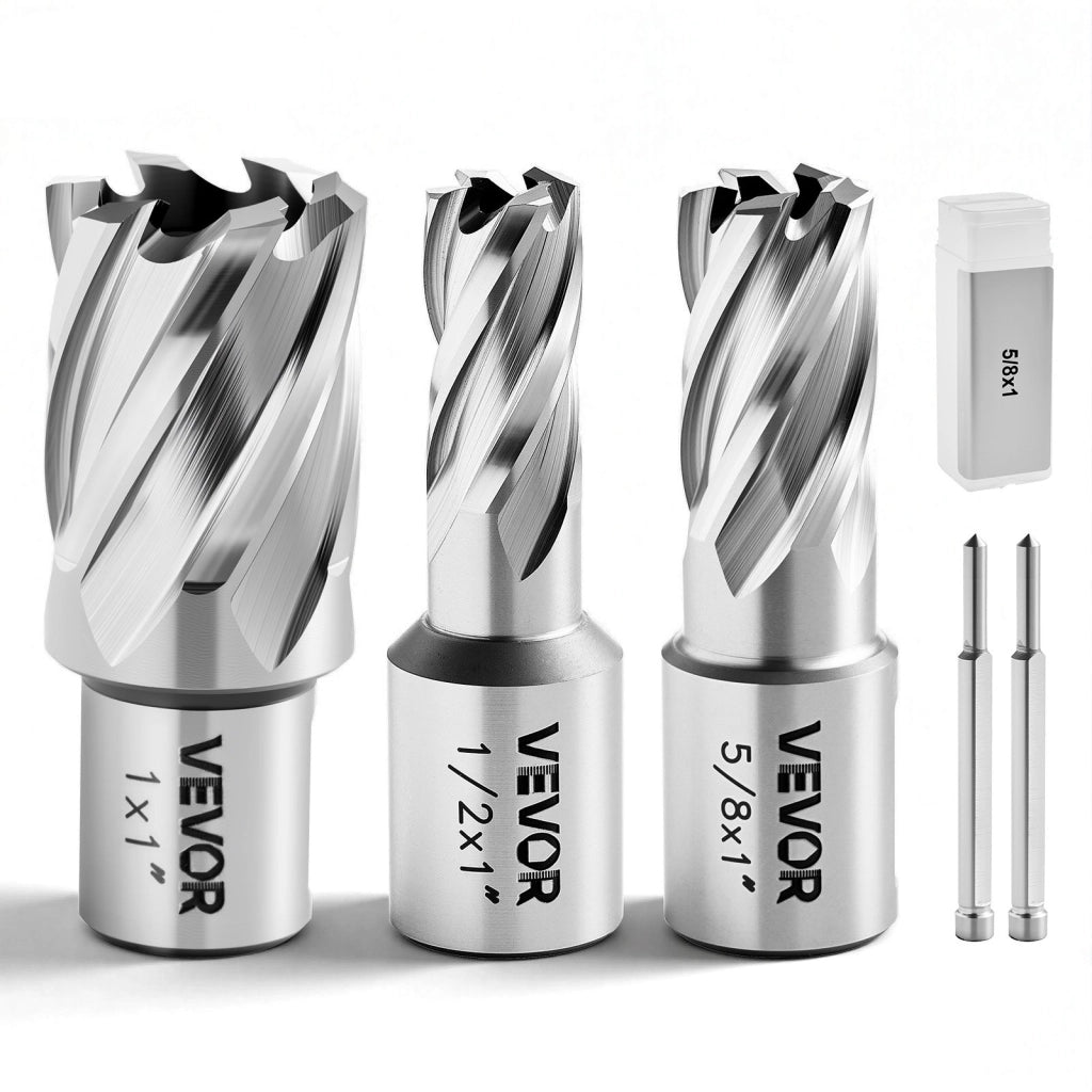 Set di Punte per Trapano HSS 5 pezzi, Set Punte per Albero di Trapano Magnetico Diametro di Taglio 12,7/15,87/25,4 mm con 2 Perni di Centraggio Profon
