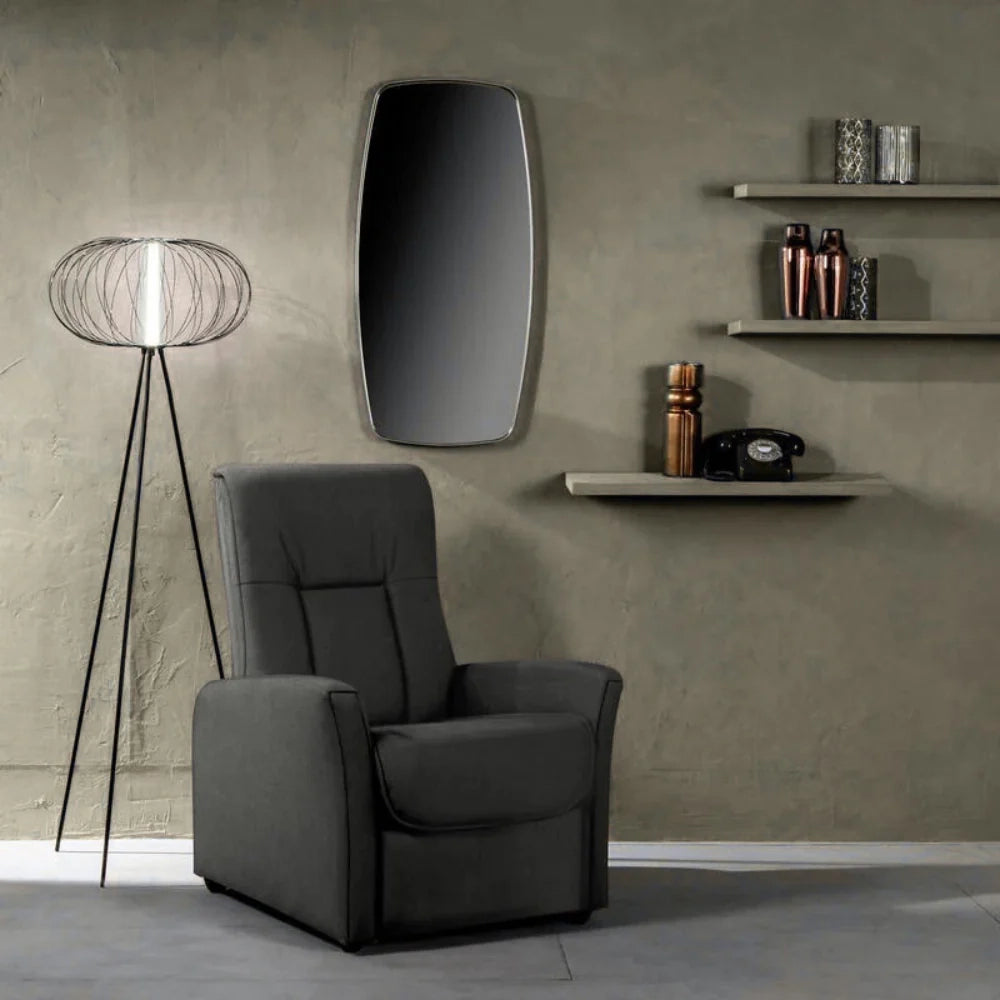 Poltrona reclinabile relax manuale con poggiapiedi Recline in similpelle antracite | Duzzle