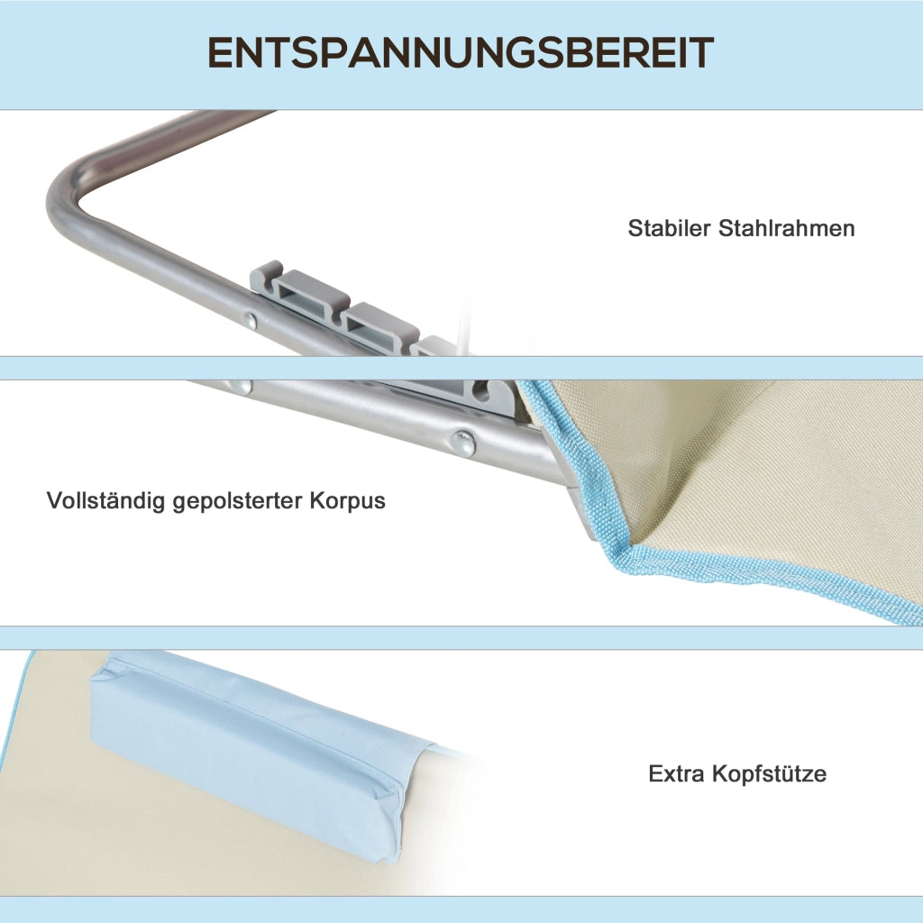 2 Materassini Da Spiaggia Pieghevoli Con Cuscino Beige 124 X 53 Cm In Poliestere