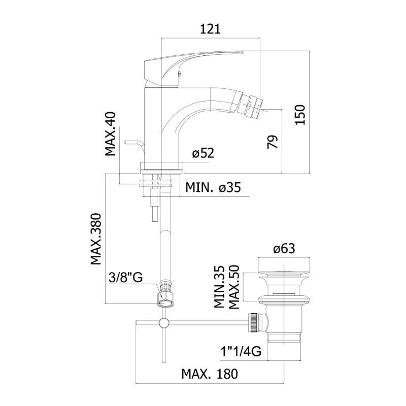 Miscelatore per bidet serie lime paffoni