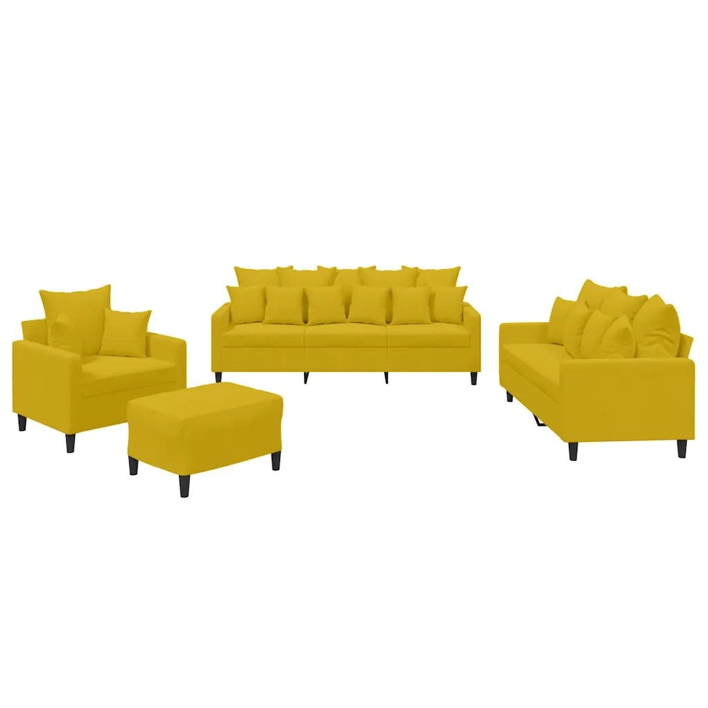 Set di Divani 4 pz con Cuscini giallo in Velluto