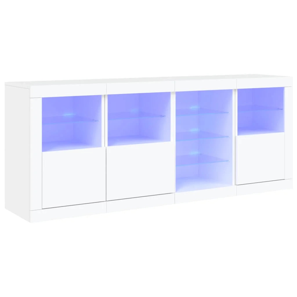 Buffet credenza cassettiera armadio mobile contenitore organizer per cucina soggiorno salotto con luci LED 164 x 37 x 67 cm bianco 02_0029836