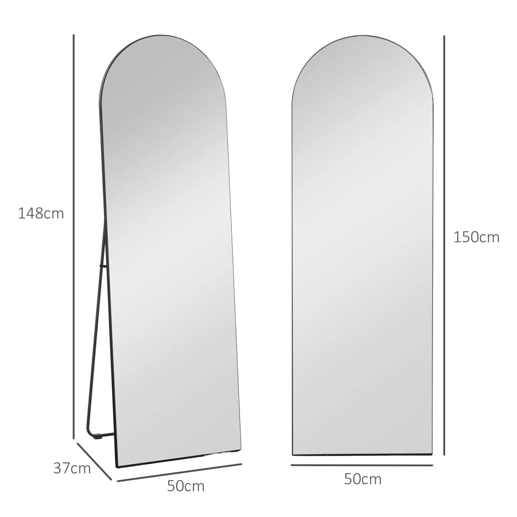 Specchio da Parete e da Appoggio Arcuato ¨C Minimal ¨C 150x50 cm Nero