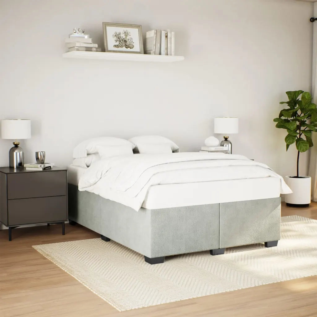 Letto matrimoniale | Letto per adulti | Giroletto senza Materasso Grigio Chiaro 140x190 cm Velluto