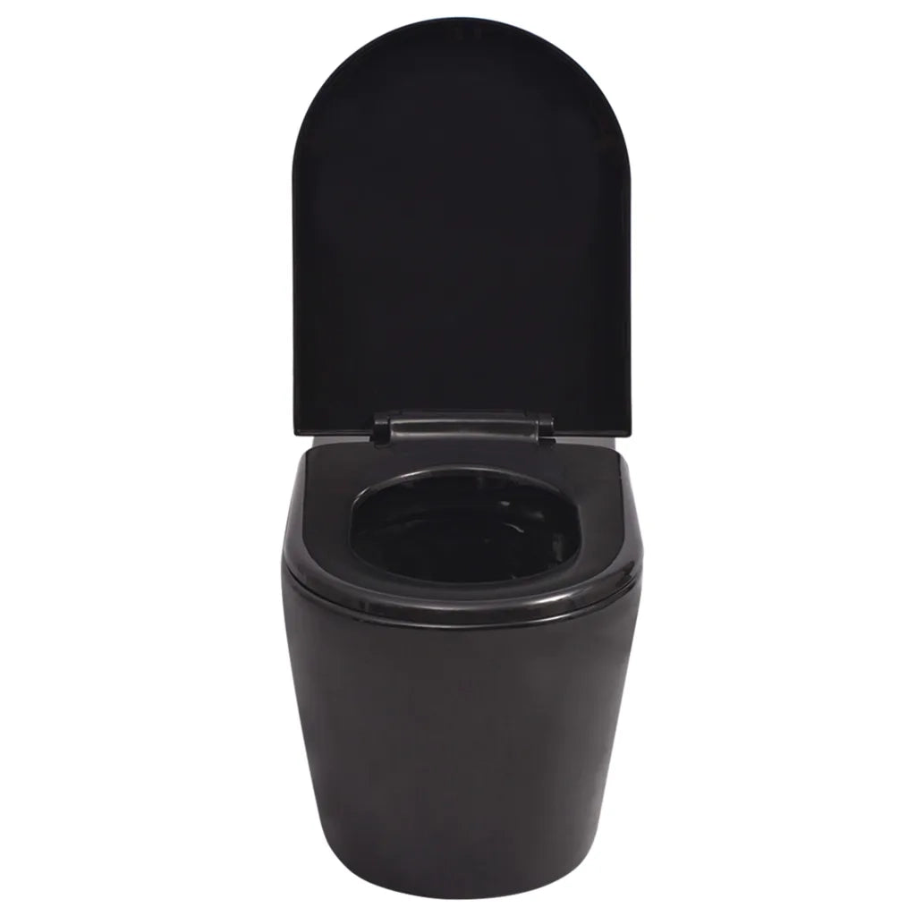 WC a Muro con Sciacquone Nascosto in Ceramica Nera 3054477