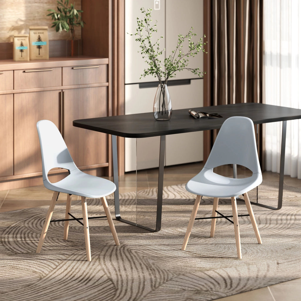 Set 2 Sedie da Pranzo ¨C Zephmum ¨C Plastica e Legno Grigio