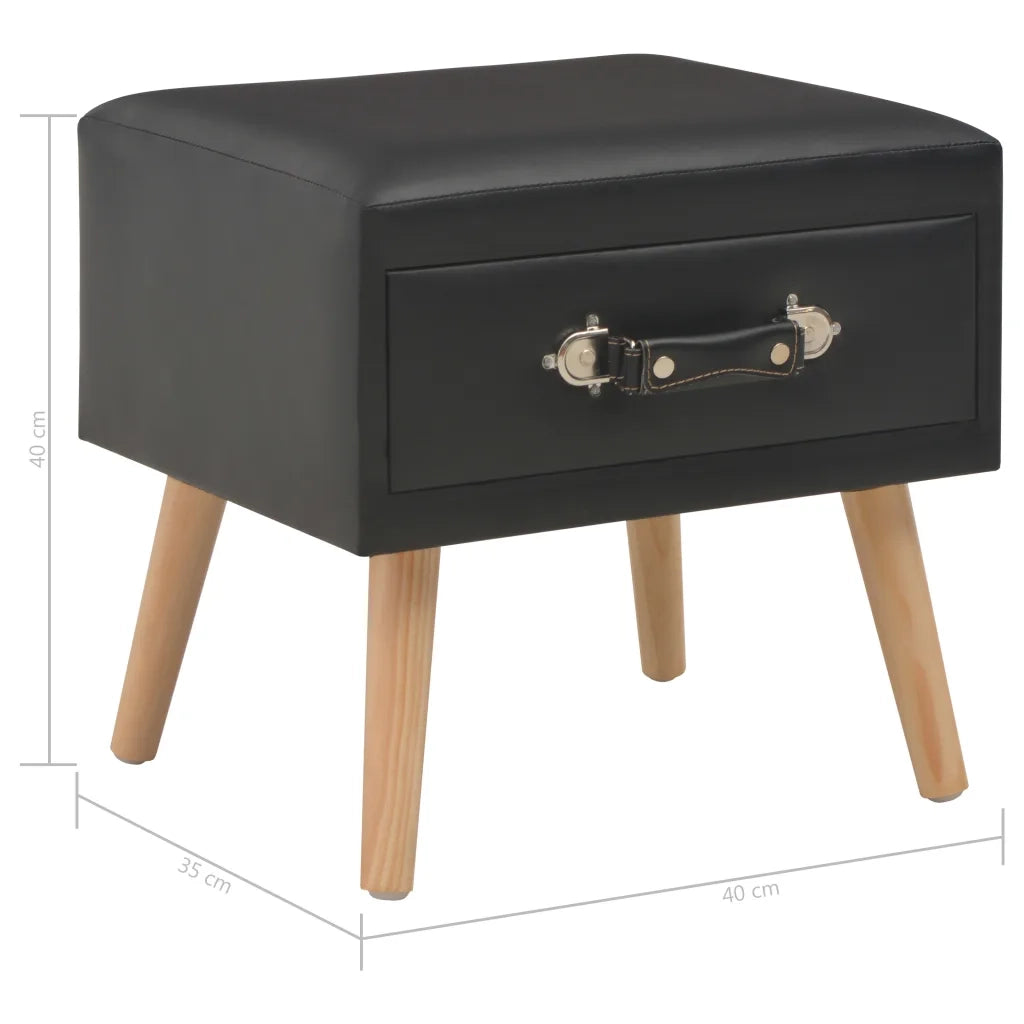 Comodino Nero 40x35x40 cm in Similpelle 247537