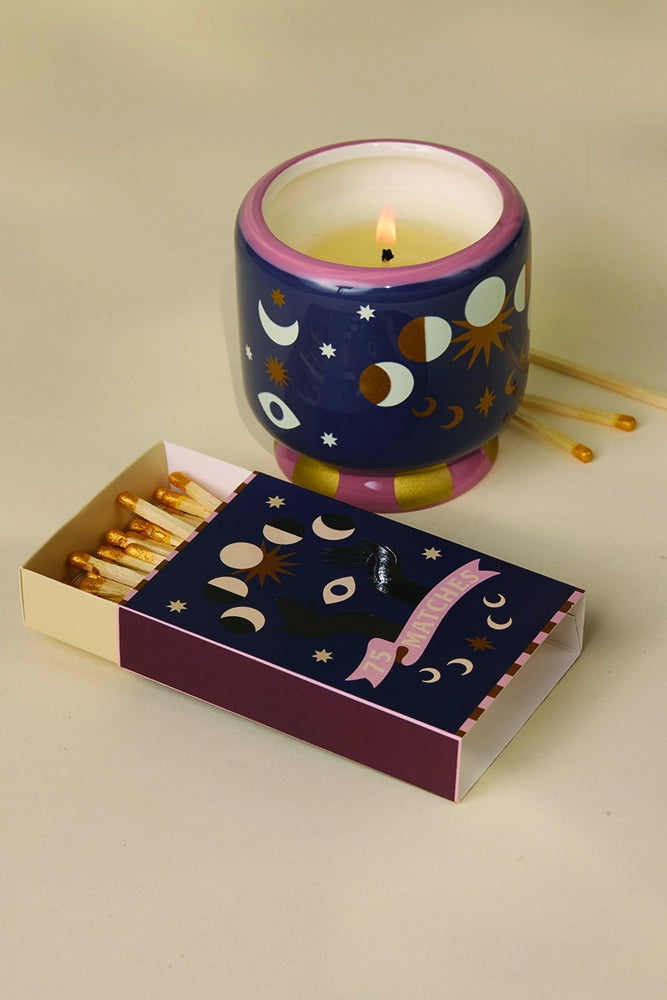 Candela Adopo Moon Phases In Ceramica - Jasmine & Rose - Confezionata in Scatola