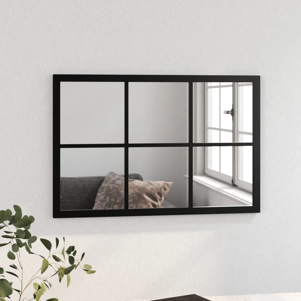 Specchio da Parete Nero 60x40 cm in Metallo 342205