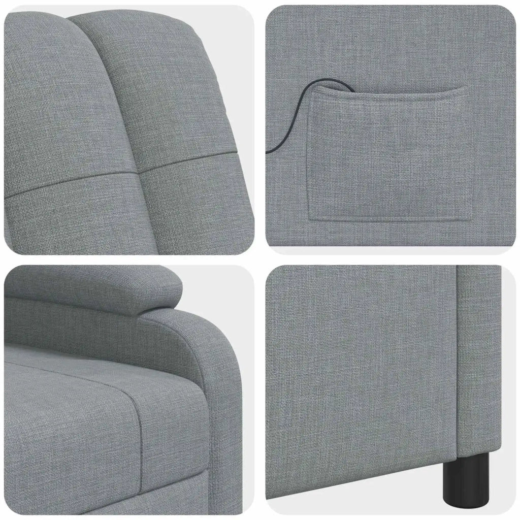 Poltrona Massaggiante Grigio Chiaro Tessuto 42034969