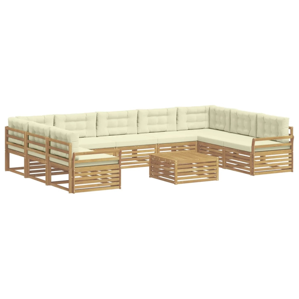Set di divani da esterno 10 pcs Bianco e Crema 3391195