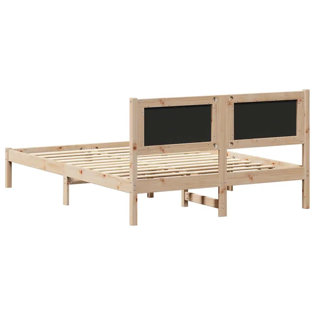 Letto con Testiera Rivestita Nero 140 x 200 cm Pino massello 878256