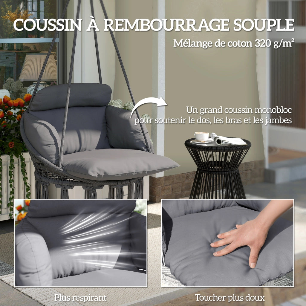 Poltrona sospesa con cuscino grande ¨C Minimal ¨C grigio scuro 80x60x40 cm