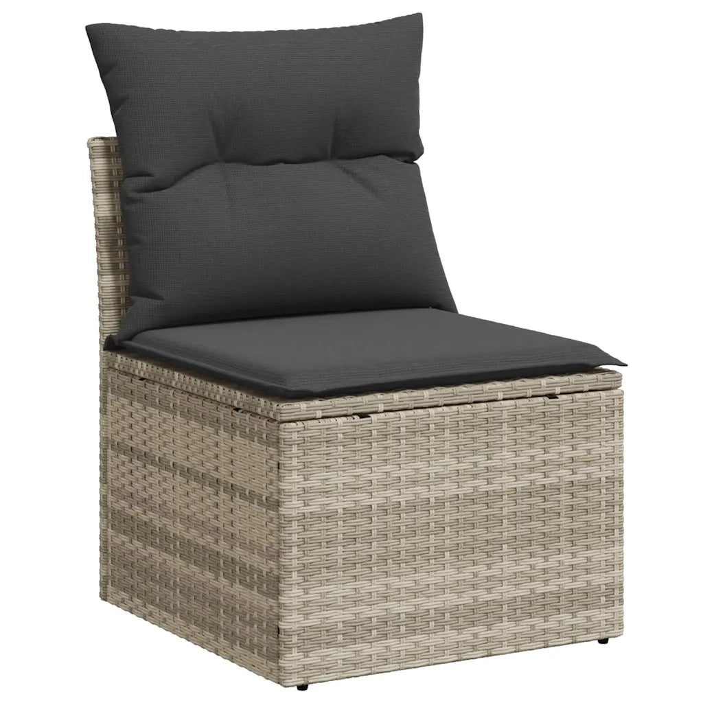 Set Divani da Giardino 7pz con Cuscini Grigio Chiaro Polyrattan 3222621