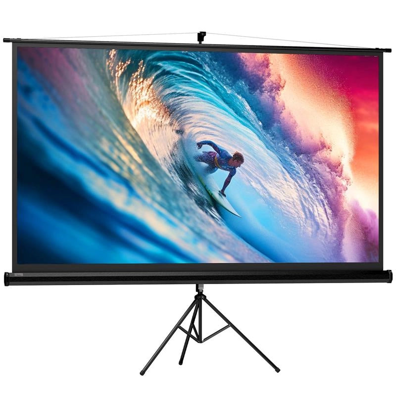 TELO PROIETTORE PIEGHEVOLE DA 100" FORMATO 16:9 CON TREPPIEDE REGOLABILE, 235.8X8X136 CM, NERO