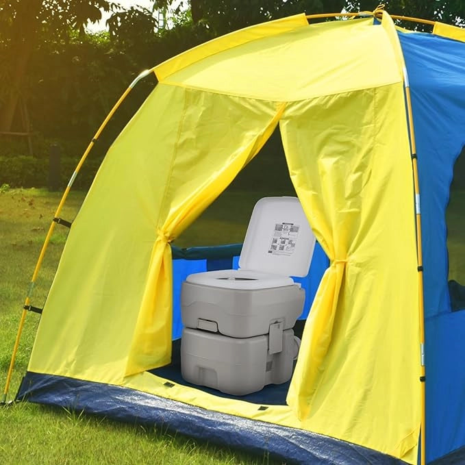 WC Portatile Adulti con Serbatoio dell'Acqua Rimovibile da 20 L, Toilette Portatile con Pompa di Scarico, WC Chimico da Campeggio, per Camper, Barca, Portata 200 kg