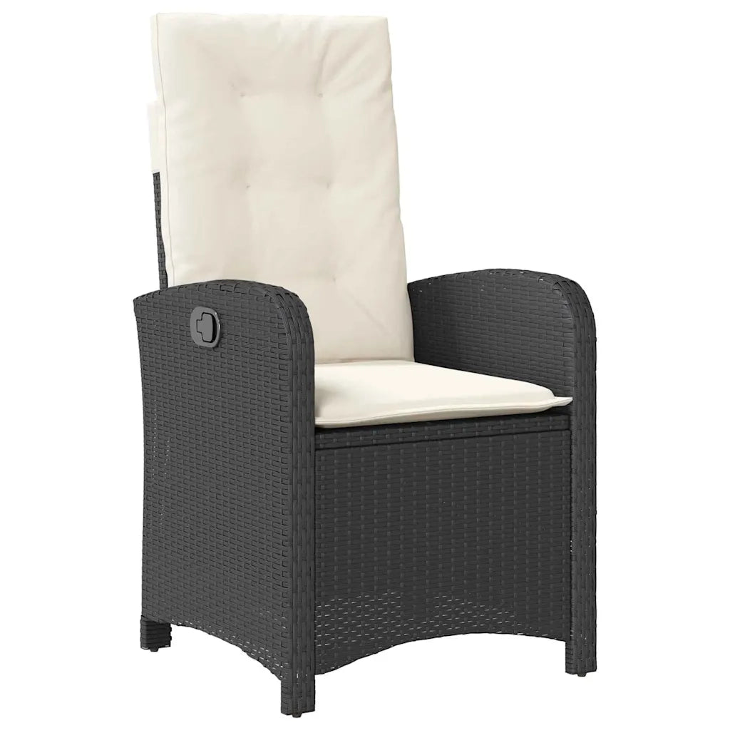 Set da Pranzo per Giardino con cuscino 5 pcs Nero polyrattan