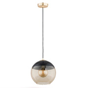 Lampada a sospensione ambra oro/nero sfera E27 Hira