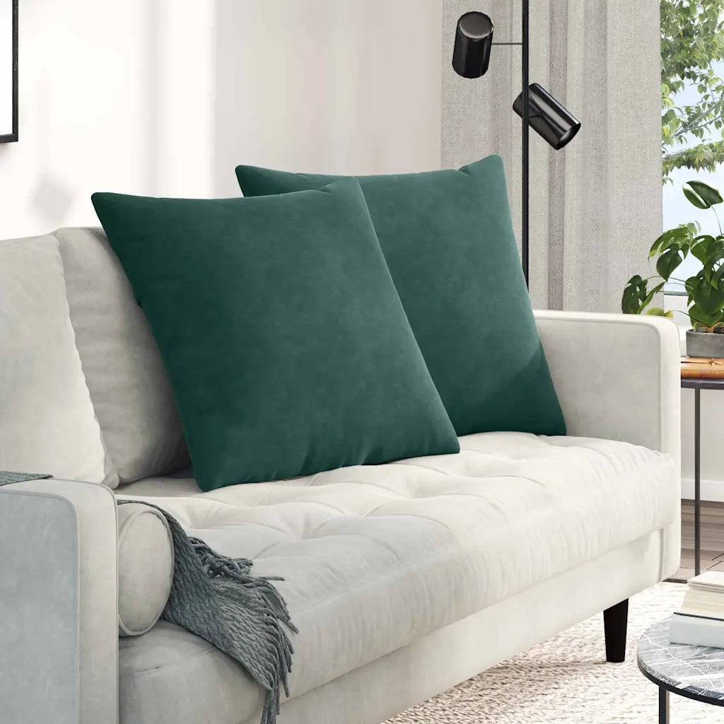 Cuscini da Divano 2 pcs Verde Scuro 60 x 60 cm Tessuto in Cords 42014016