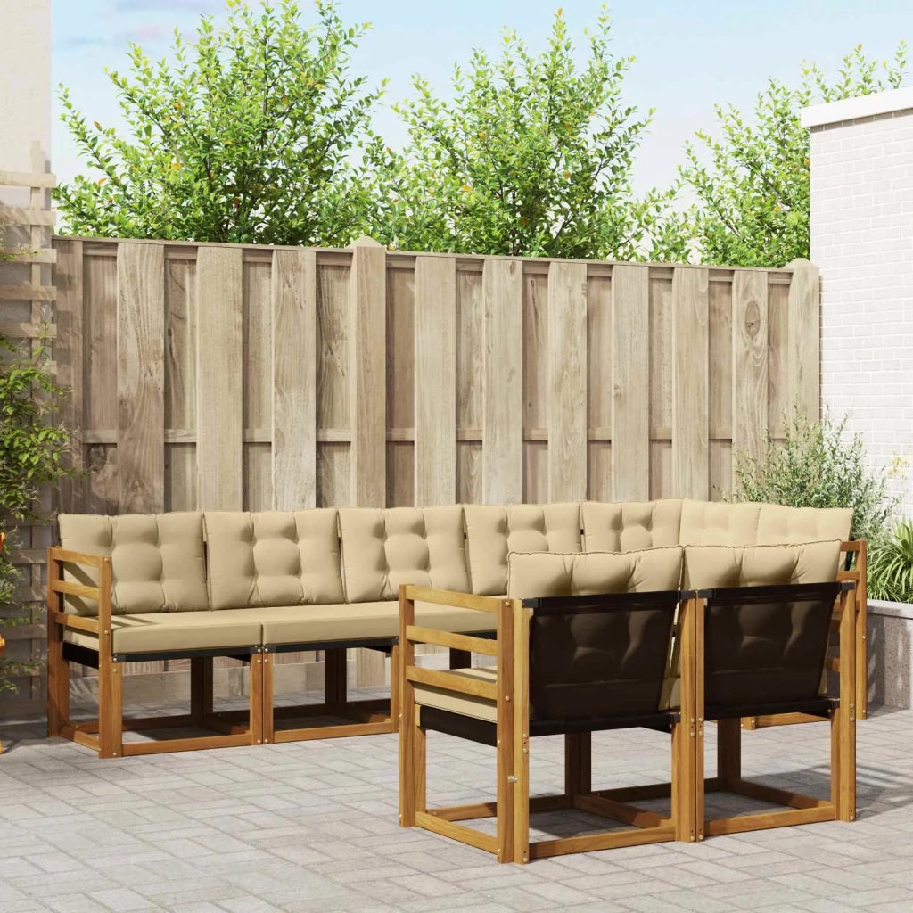 Set di divani da esterno con cuscino 8 pcs Naturale e Beige 3368776