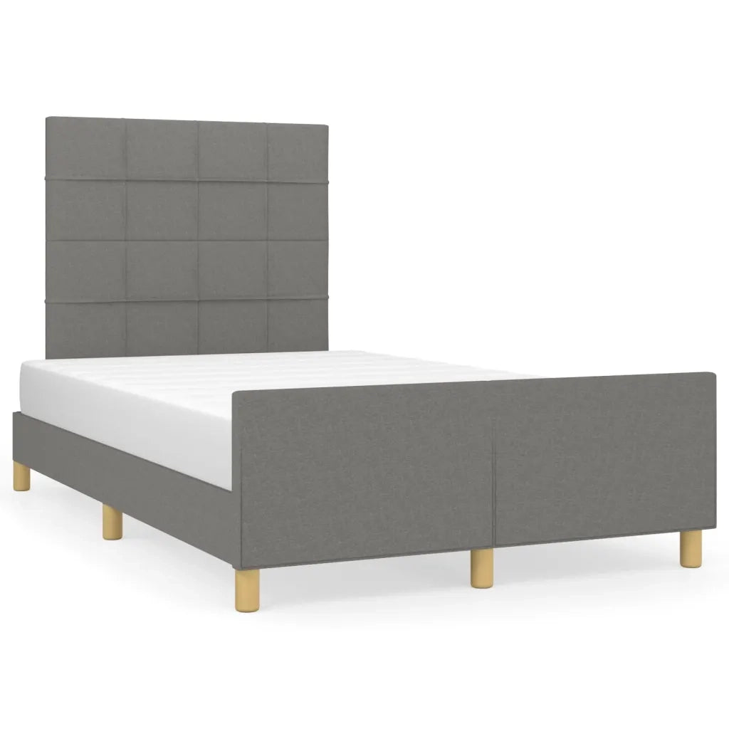 Letto matrimoniale | Letto per adulti | Giroletto senza Materasso Grigio Scuro 120x190 cm in Tessuto