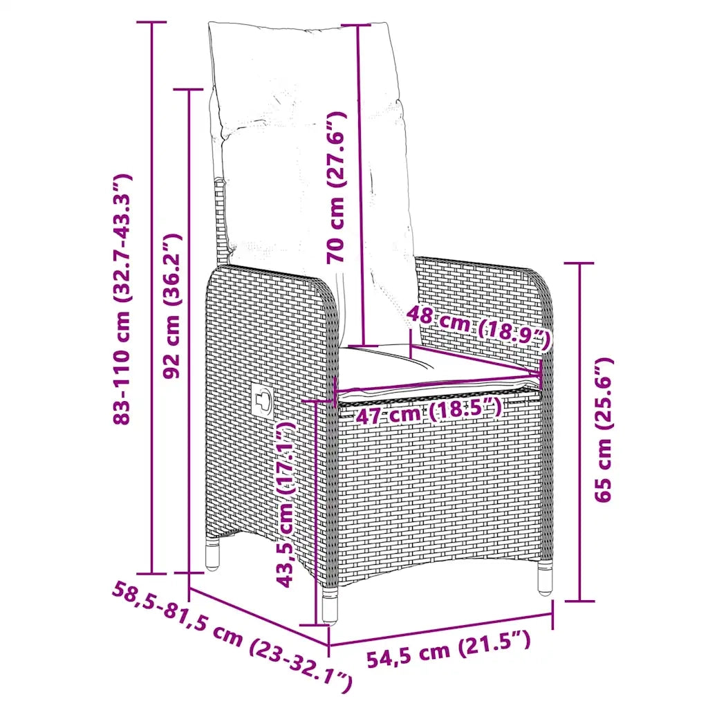 Set Bistrò da Giardino 9 pz con Cuscini in Polyrattan Grigio 3277038
