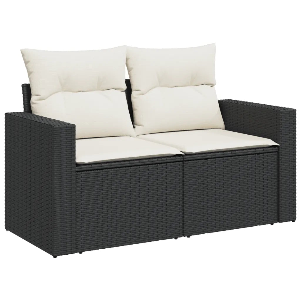 Set Divani da Giardino 10pz con Cuscini in Polyrattan Nero 3219456